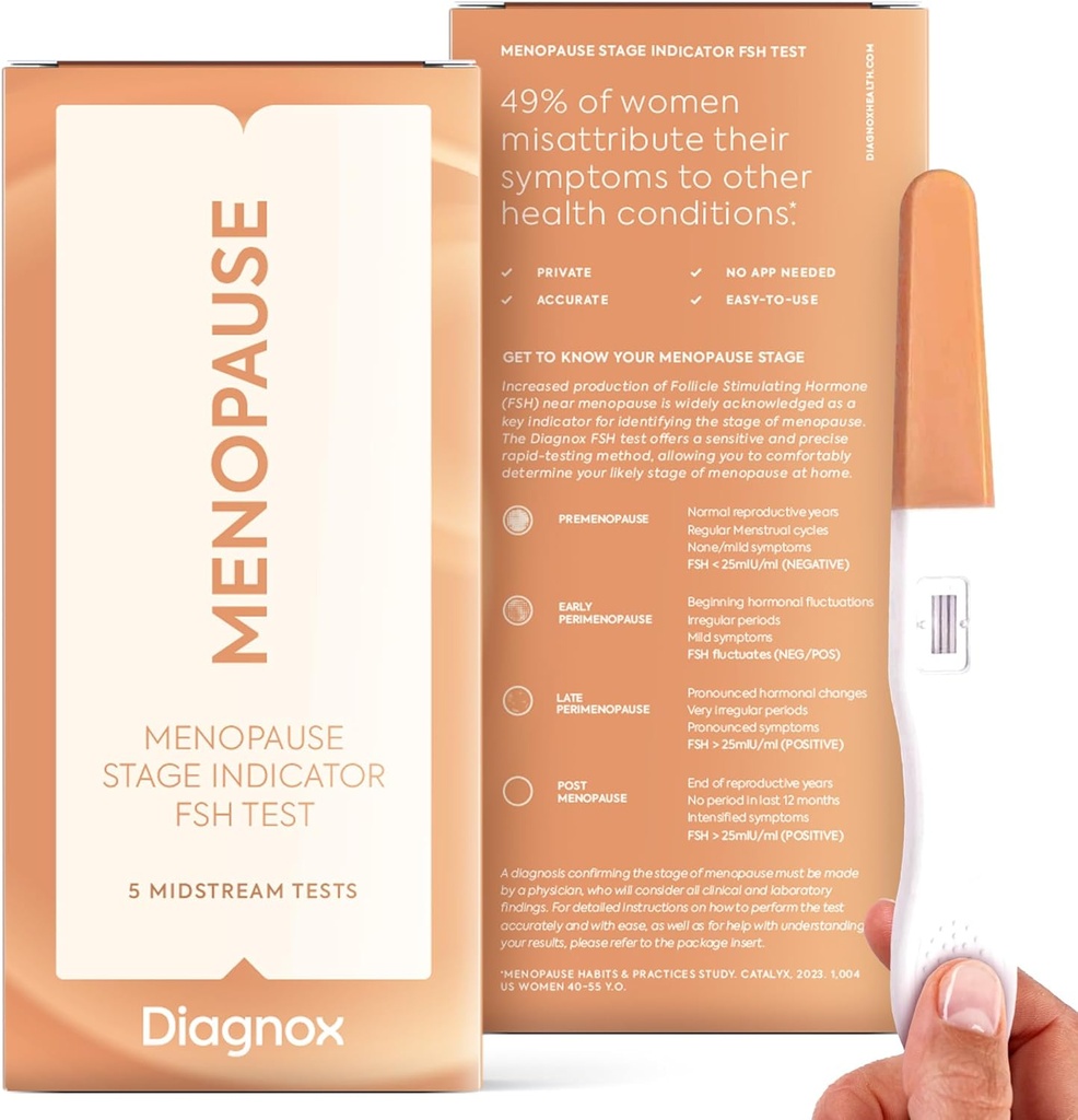 DIAGNOX FSHのMenopauseテスト キット- 5のパックのMenopauseの段階の表示器-臨床等級の中間流FSH 自宅でテスト - モバイルアプリは必要ありません