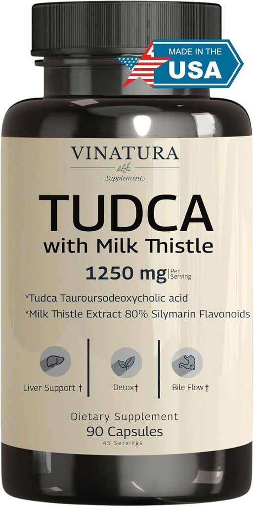 VINATURA TUDCAのミルクのこの薬1250mg - Tudcaの補足、Tudcaの山の塩、肝臓サポート、Galbladderの補足*USAは作り、テストしましたり*のベール ソルトの補足- 90のカプセル