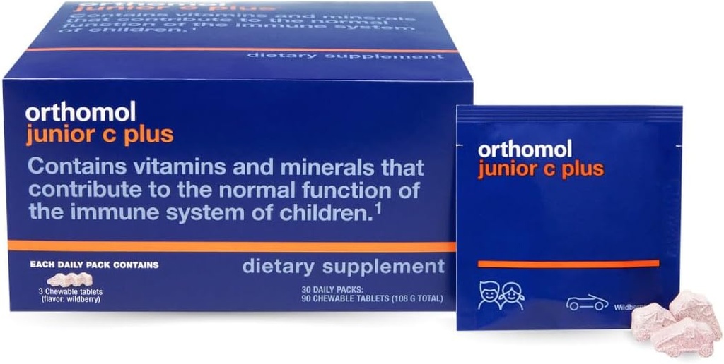 Orthomolの免疫のジュニアCのプラス、子供のMultivitamin、ワイルドベリーの味、30日の供給