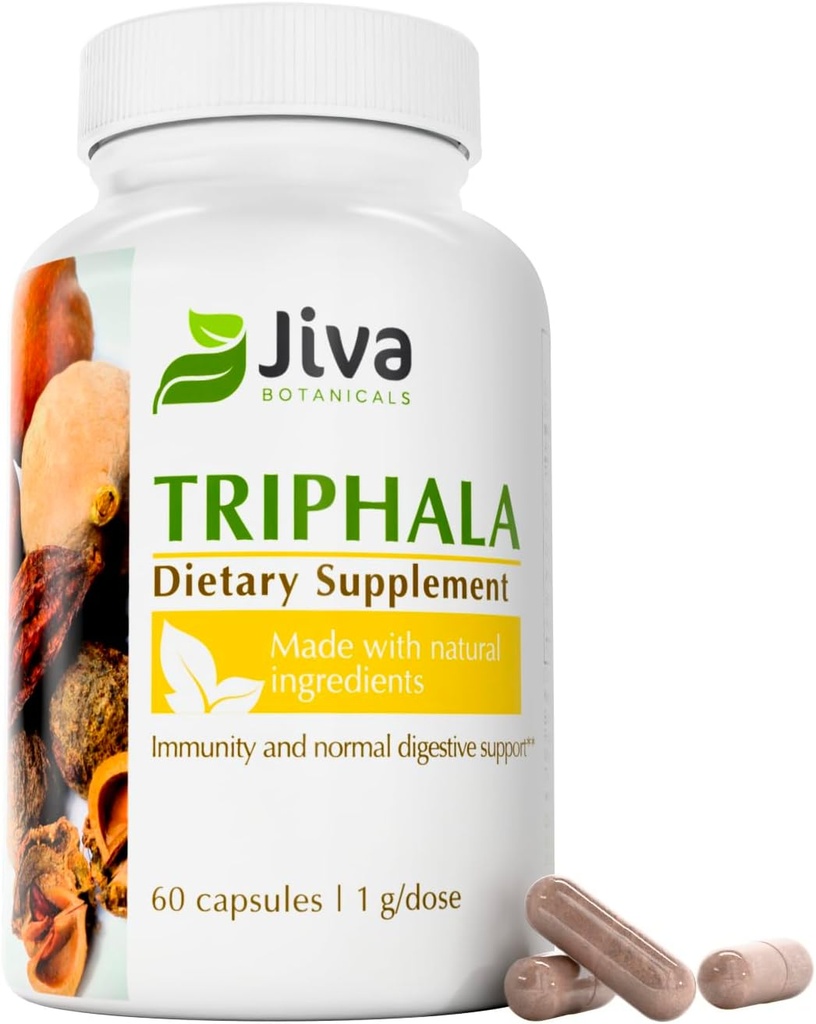 Jiva Botanicals Triphalaサプリメント - 通常の消化の健康と正常な免疫システム - 60カプセルのためのAmalaki、Bibhitaki、Haritaキパウダーで作られたTriphalaカプセル