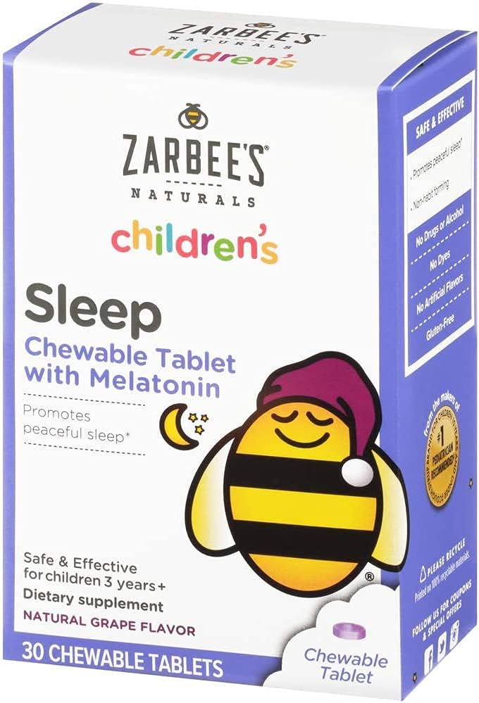 Zarbeeの子供1mgのMelatoninのChewableタブレット、薬物なし及び有効な睡眠の補足、子供のための自然なブドウの味のタブレットを取ること容易な年齢3および30の計算