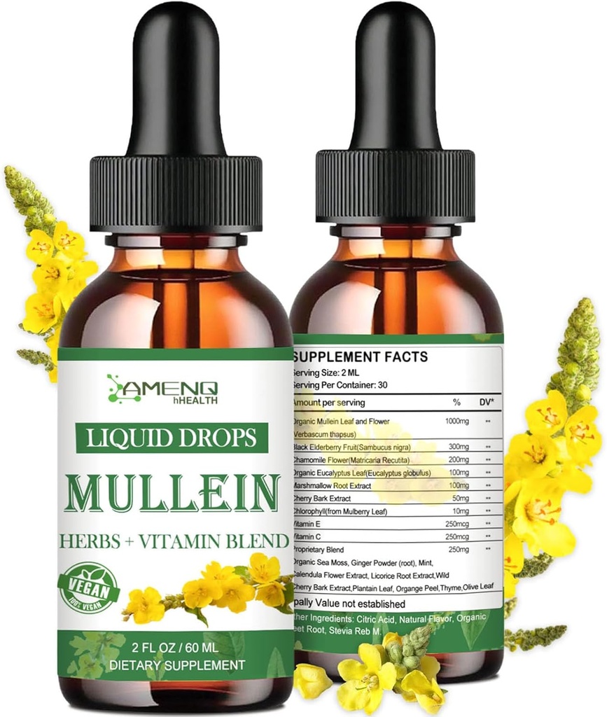 MulleinはLungs、スモーカーのための強力な肺の清潔なデトックス、有機性MulleinおよびLungsのためのChlorophyllの低下、Lung及びBronchia、呼吸の健康のためのMulleinの葉のエキス、免疫ブースト2 FL/OZのための低下を落とします