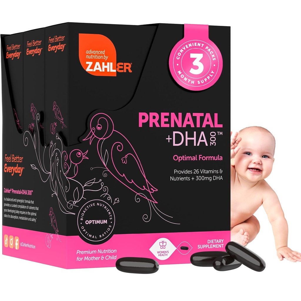 DHAとFollateのZahler Prenatalビタミン - DHAサプリメント&母親と子供のためのプレナタルマルチビタミン - アイアン付きのコッシャープレナタルDHAプレナタルビタミン、前ナタールSoftgels(180カウント)