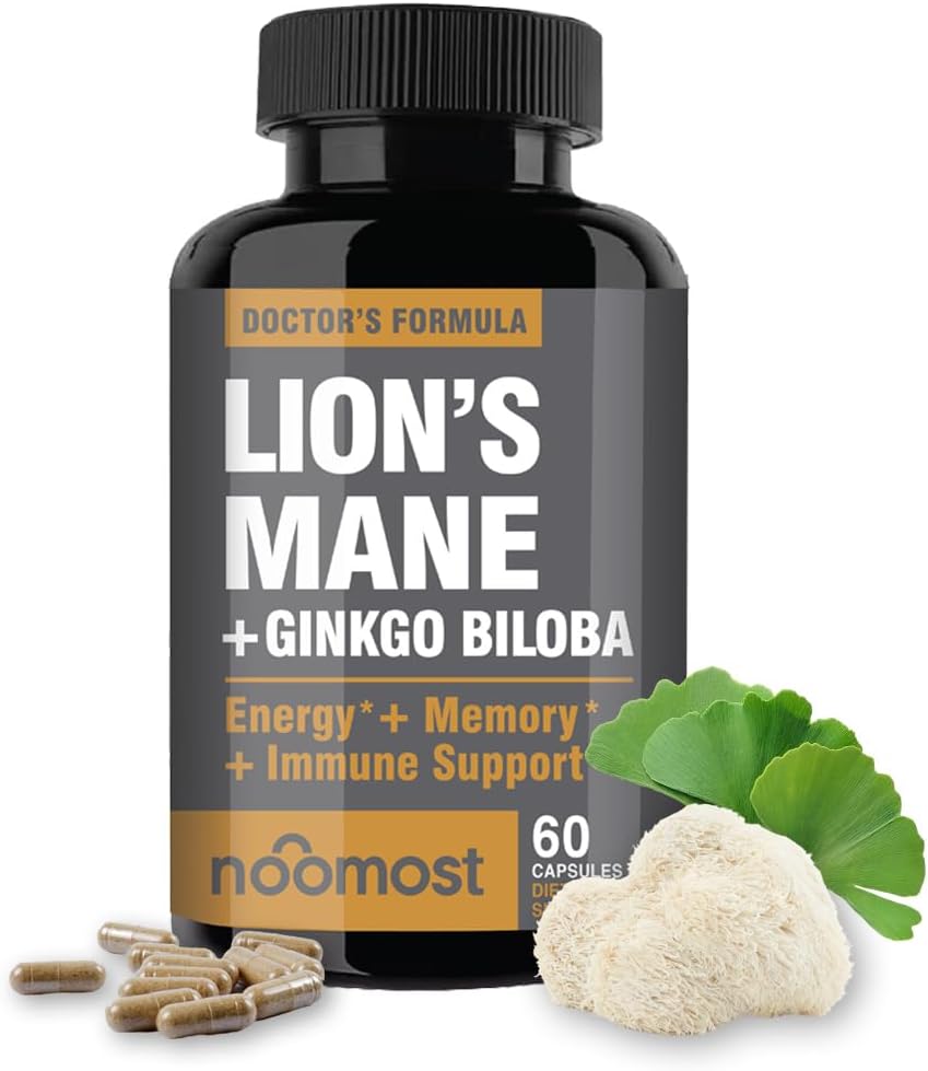 NooMost Lions Maneの補足の有機性カプセル-Ginkgo Biloba - 認知健康、焦点及び記憶サポート-頭脳、エネルギー及び免疫の健康のための自然なスーパーフード- 60のカプセル- 2か月の供給