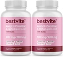 BESTVITEアセチルL-カルニチン500mg&バイオチン(240ベジタリアンカプセル)1カプセルあたりアルファリポ酸200mg(120 x 2) - 発疹なし - ビーガン - 非GMO -グルテンフリー