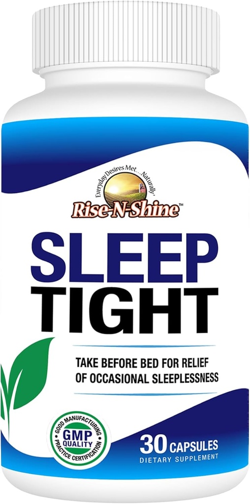 Rise-N-Shineは5つのHTP、マグネシウム、GABAおよびL-Theanineが付いている堅い補足を-女性および人のための- 30日の供給(30のカプセル)眠ります
