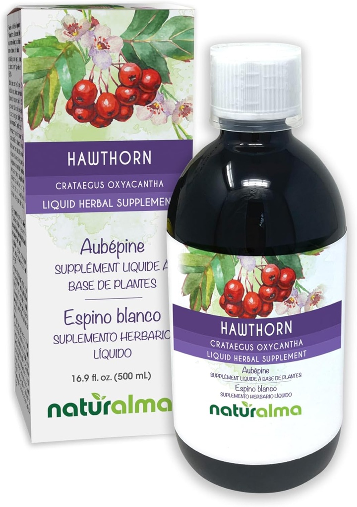 ナチュラルマ・ホーソーン(Crataegus oxyacantha)リーフとフラワー・アルコールフリーのチンキ - 16.9 fl oz 液体抽出物をドロップ - ハーブサプリメント - ビーガン