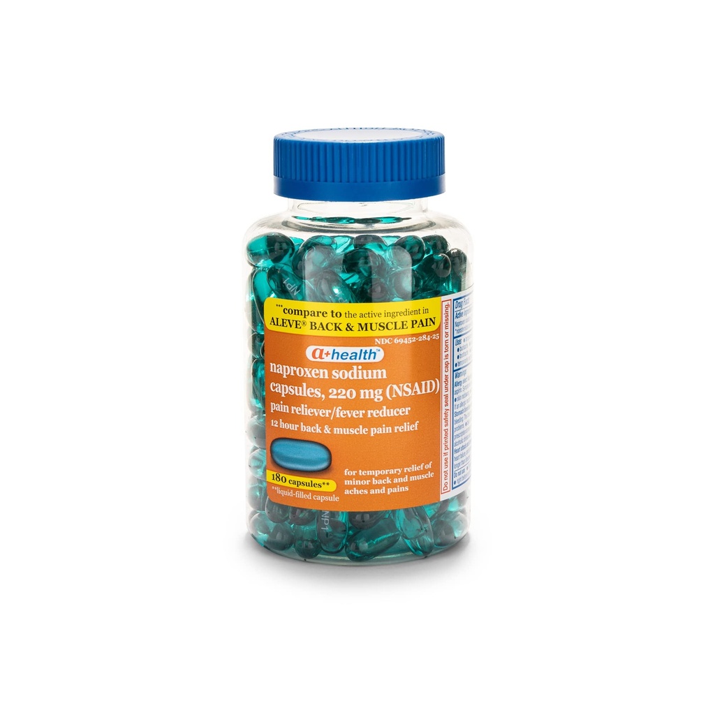 A+Health Naproxenナトリウム220 Mgの液体のゲルの背部および筋肉痛、苦痛Reliever/Feverの減力剤(NSAID)、180の計算
