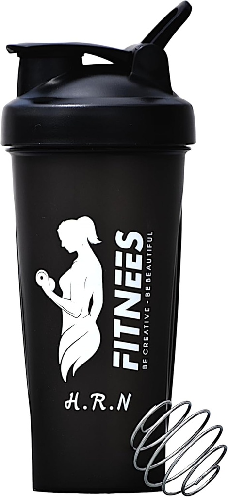 H.R.N 20 Ounce Protein Shaker Bottle For Women, Protein Shaker Bottle, Shaker Bottle Perfect For Pre and Post Workout, Shaker Cup For Protein Drink, カクテルシェーカーカップ | [BLACK]