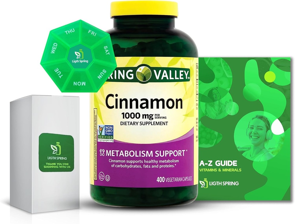 Cinnamon 1000mgの食事療法の補足のカプセル、束の排他的なよりよいLigth&Springガイドとの400の計算
