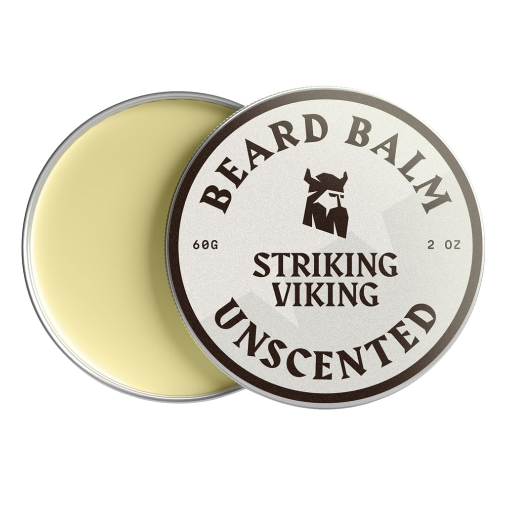 男のためのStriking Viking Beard Balm - ベアードコンディショナー - 天然由来のベアドバター、アーガン&ホホホバオイル(2オンス)、アンセンテードで作られたベールを詰める