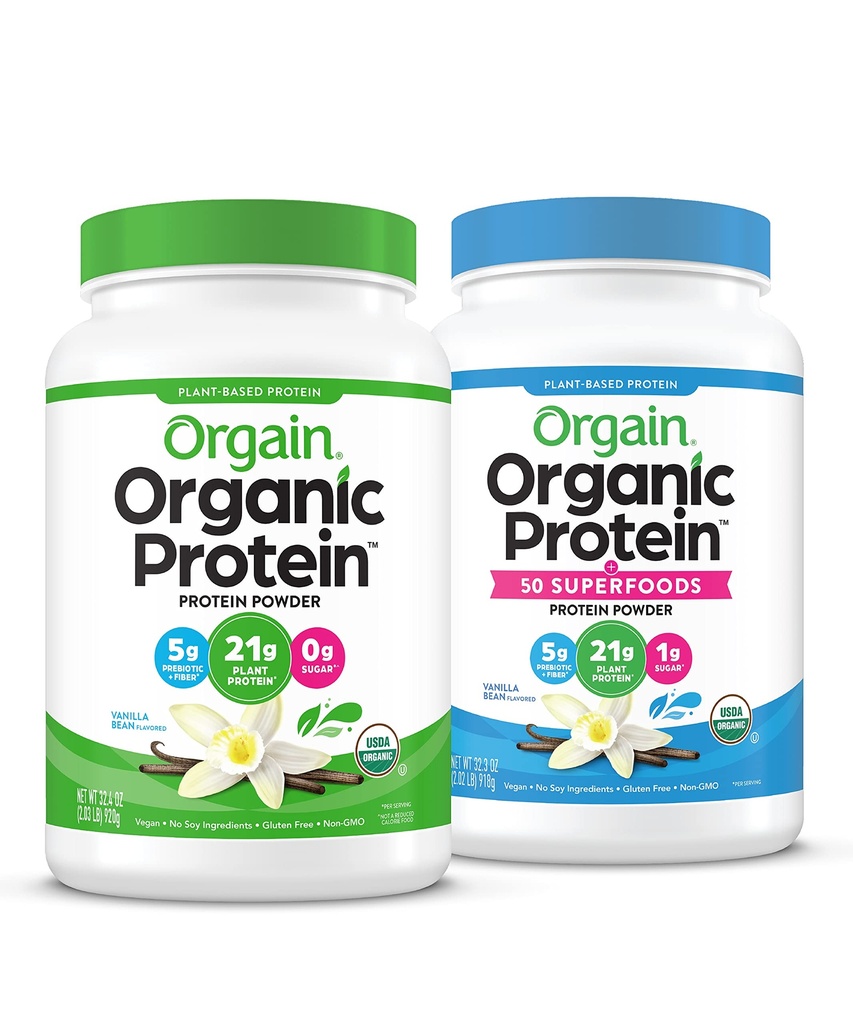 Orgainオーガニックビーガン&オーガニックプロテイン+スーパーフードパウダー、バニラビーンズフレーバー - 植物ベースのプロテイン、グルテンフリー