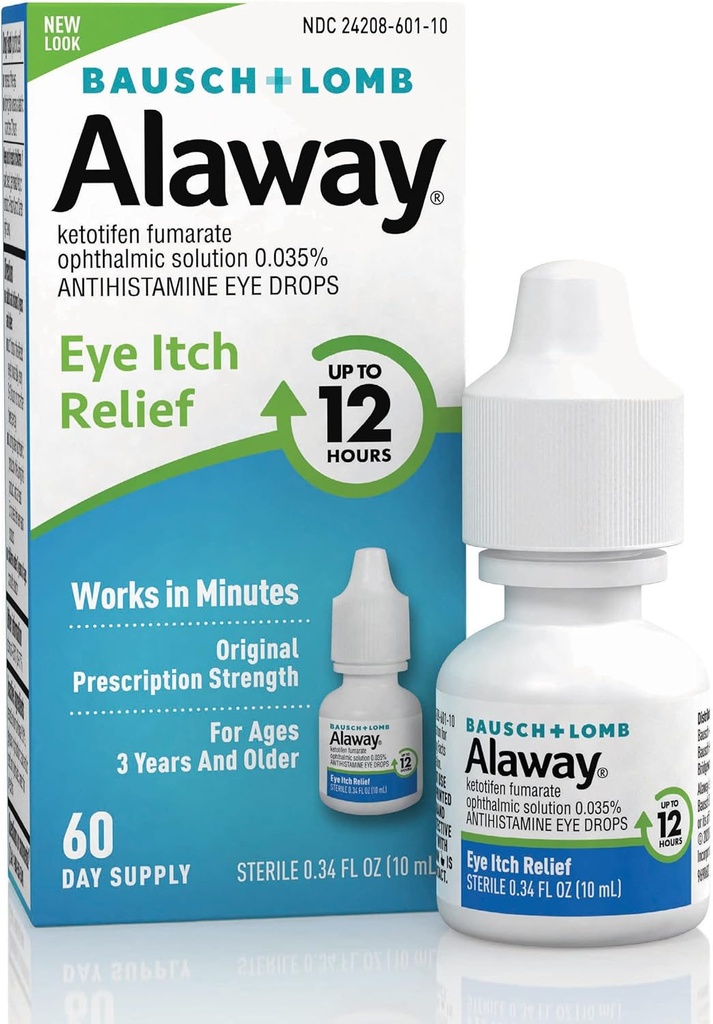 Alaway Antihistamine アイドロップ のために Itchy Eyes, Fast-Acting, まで 12-Hour Eye Itch 救済, 臨床的にテスト済み処方強度式, 0.34 Fl Oz