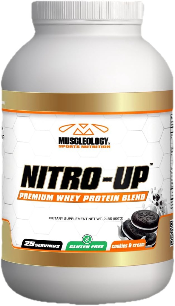 MUSCLEOLOGY Nitro-Up Hydrolyzed ウィイソレートプロテイン、クッキー&クリーム、2ポンド