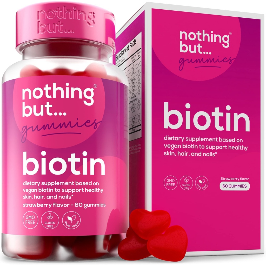 毛の成長5100 mcgのためのBiotinのグミー - 男性のための毛、皮および釘のビタミン- Folicの酸、ビタミンA、C、E及びDおよびより速い毛および釘の成長のための余分強さ、60のグミ