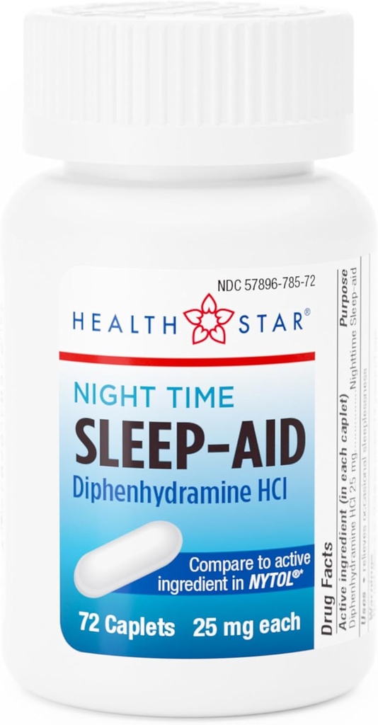 GeriCareナイトタイムディフェナヒアミンHCl 25mg、スリープエイドカプレット、72カウント(パッケージ1)
