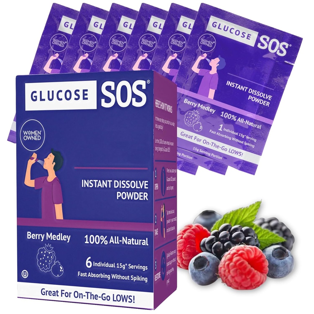 ブドウ糖 SOS のブドウ糖の果実の Medley のブドウ糖の粉、自然な Dextrose のパケット、速い吸収、即刻 Dissolves、水必要性無し、箱ごとの 6 の磨き粉