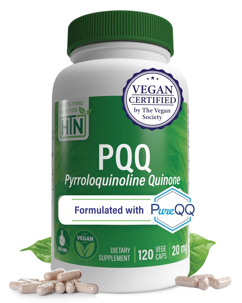Health Thru Nutrition PQQ20mg 120はPyrroloquinoline QuinoneをPureQQとして提供 | Mitochondrial Biogenesisを促進 | 認定ビーガン | 非GMOグルテンフリーカプセル| クリーンラベルPQQ サプリメント
