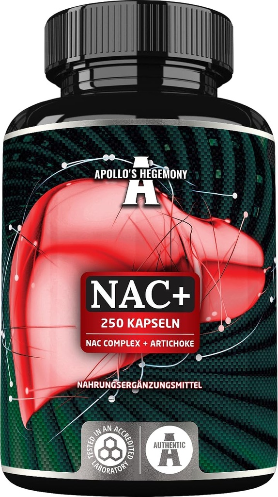 APOLLO'S HEGEMONY NAC + 600 mg - N-アセチルL-Cysteineとアーティチョーク抽出物、250ビーガンカプセル、8ヶ月の供給、肝臓と消化管機能をサポートするためのアミノ酸サプリメント