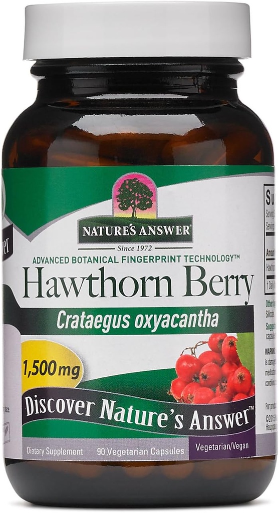 Nature's Answer Hawthorn Berry | ヘルシーな心血管系 | グルテンフリー・非GMO・コーシャ認定 | Veggie Capsule 90ct