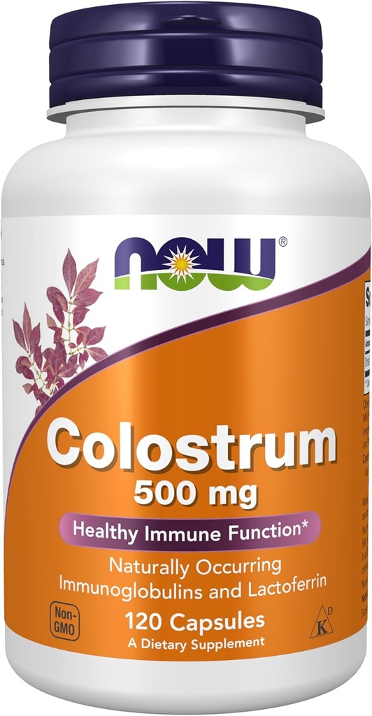 NOW Foods Supplements, Colostrum 500 mg, Naturally occurring Immunoglobulins and Lactoferrin, 120 Veg Capsules