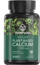PlantFusion ビーガンカルシウム, プレミアムプラントベースのカルシウム (1000mg) アイスランド赤藻から供給, プラスマグネシウム, D3, K2, ボルン, 90 ビーガンタブレット