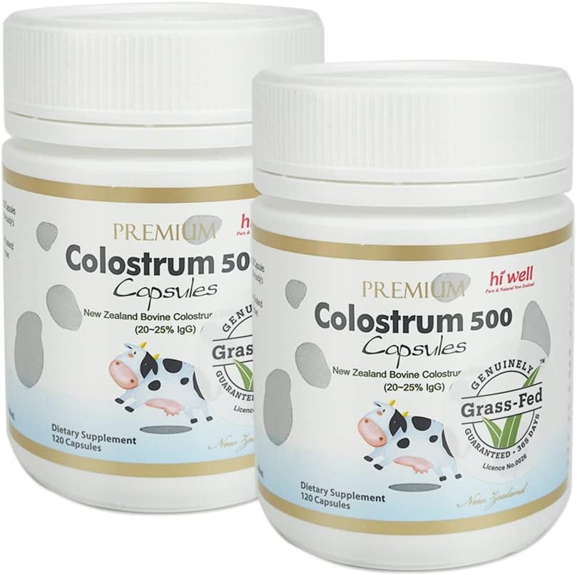 (パッケージ 2) ハイウェルプレミアム 100% 純粋なニュージーランド 牛の草フェッド コロスタム 500 120 カプセル