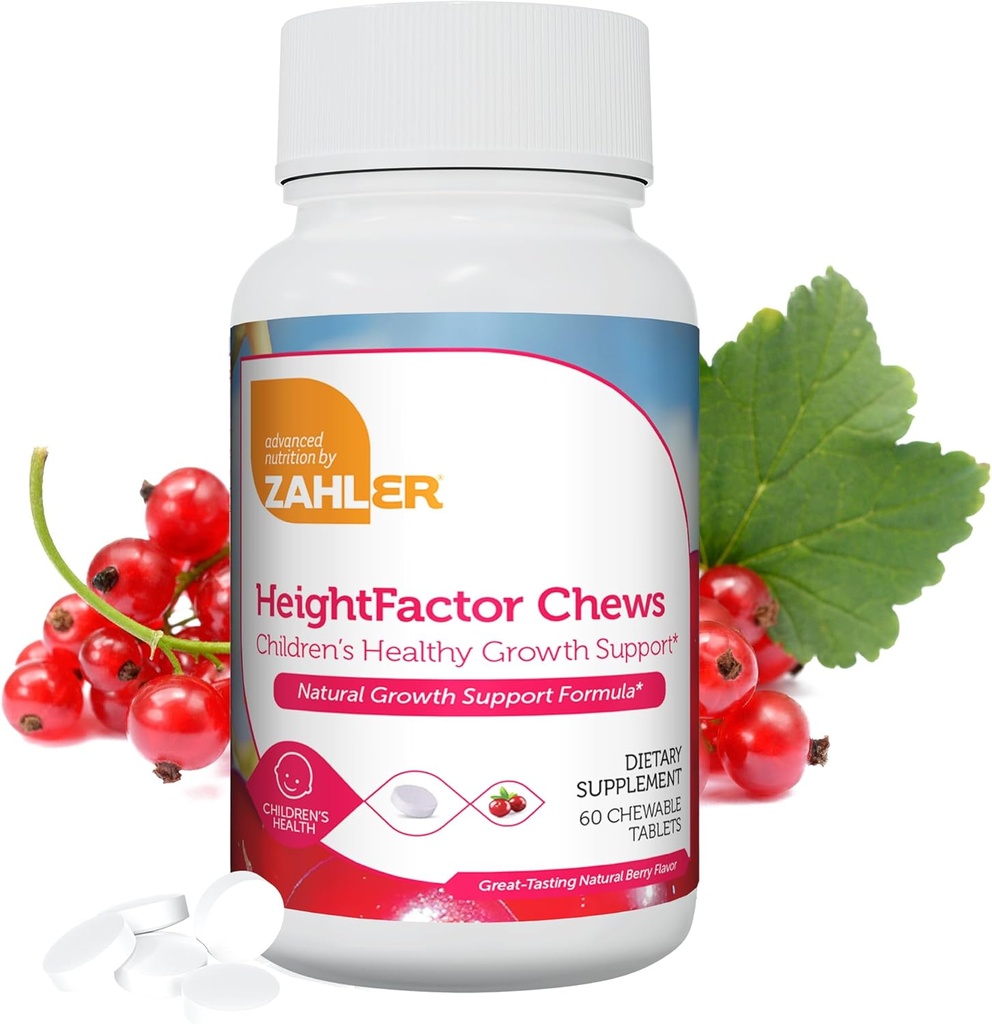 Zahler HeightFactor Chewable Tablets - Natural Kids Height Growth Supplement for Children Age 4+ Doctor Formulated Height Increase Maximizer to Grow Taller - Natural Growth Support Formula, 60 Count
