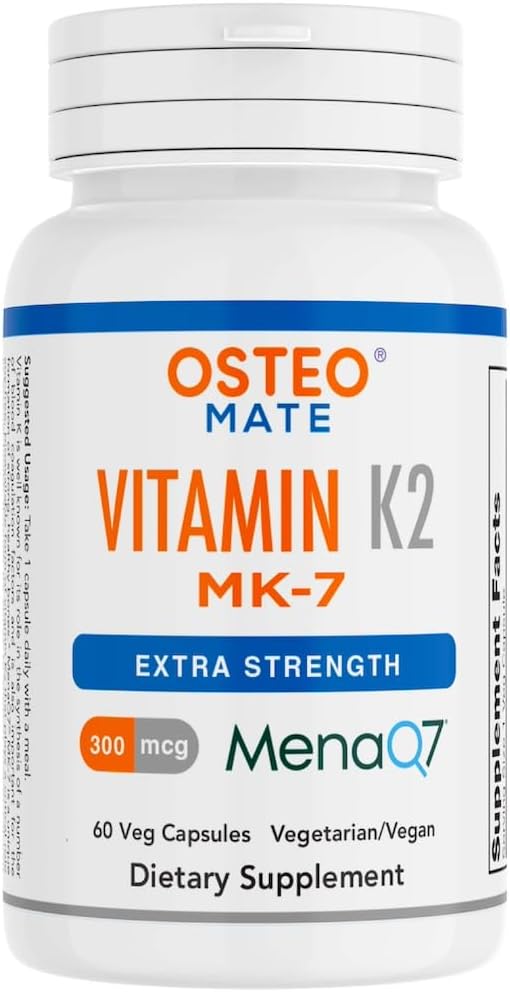Osteo Mate®ビタミンK2(MK-7)300mcgサプリメント、余分な強度、60ベジカプセル
