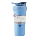 BlenderBottleのスポーツの洗練されたステンレス鋼のシェーカーはワイヤー ウィスク、25-Ounce、ほこりの青-運動選手のための蛋白質の揺れ及び水和を、容易な混合し、握ること容易な細い容易貯えられた飲み物風邪、ロックできるふたを保ちます
