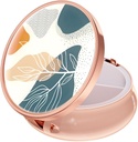 Rouidr Pill Box, 3 Compartment Medicine Pill Case, Small Metal Travel Medicine Box for Purse & Pocket, Rose Gold, Abstract Boho Leaf