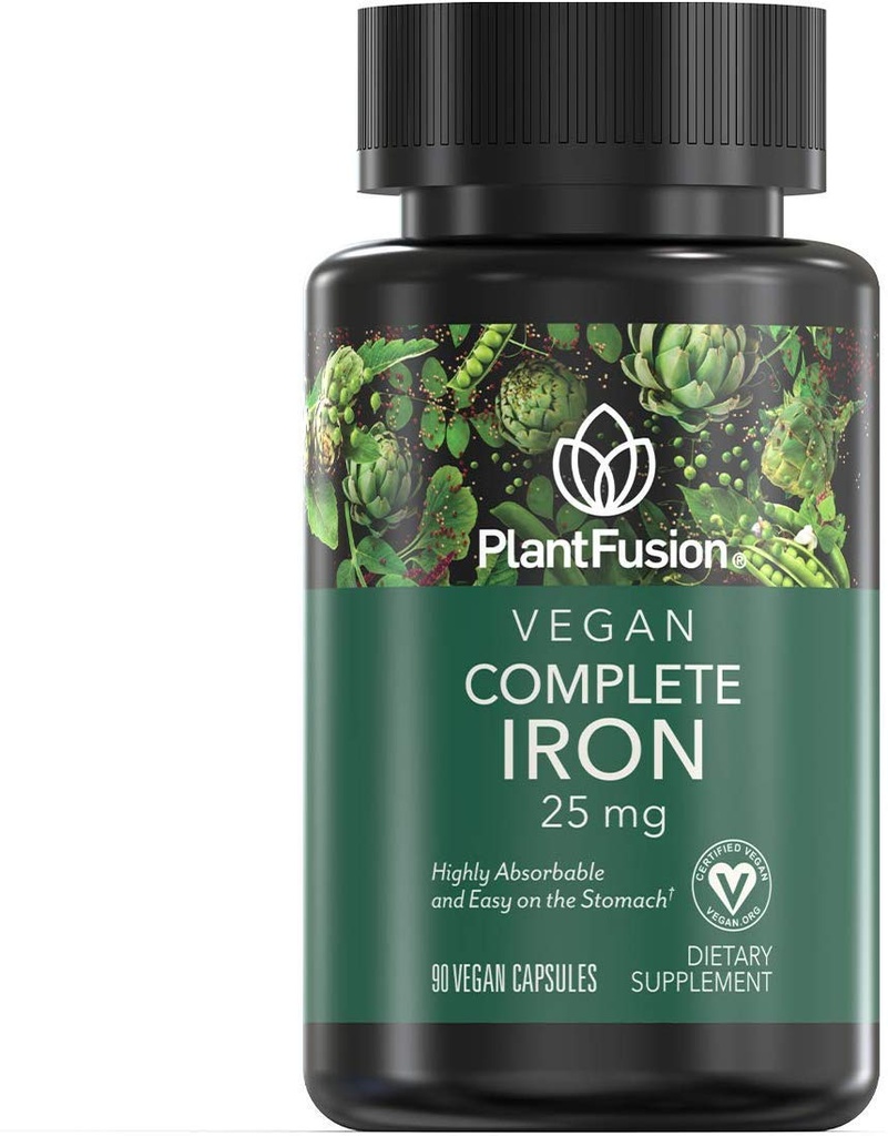 PlantFusionビーガンアイアンサプリメントから, プレミアムプラントは、女性と男性のための鉄のサプリメントを基づかせていました (25mg), プラス Folate & B12, 90 ベジギーカプセル