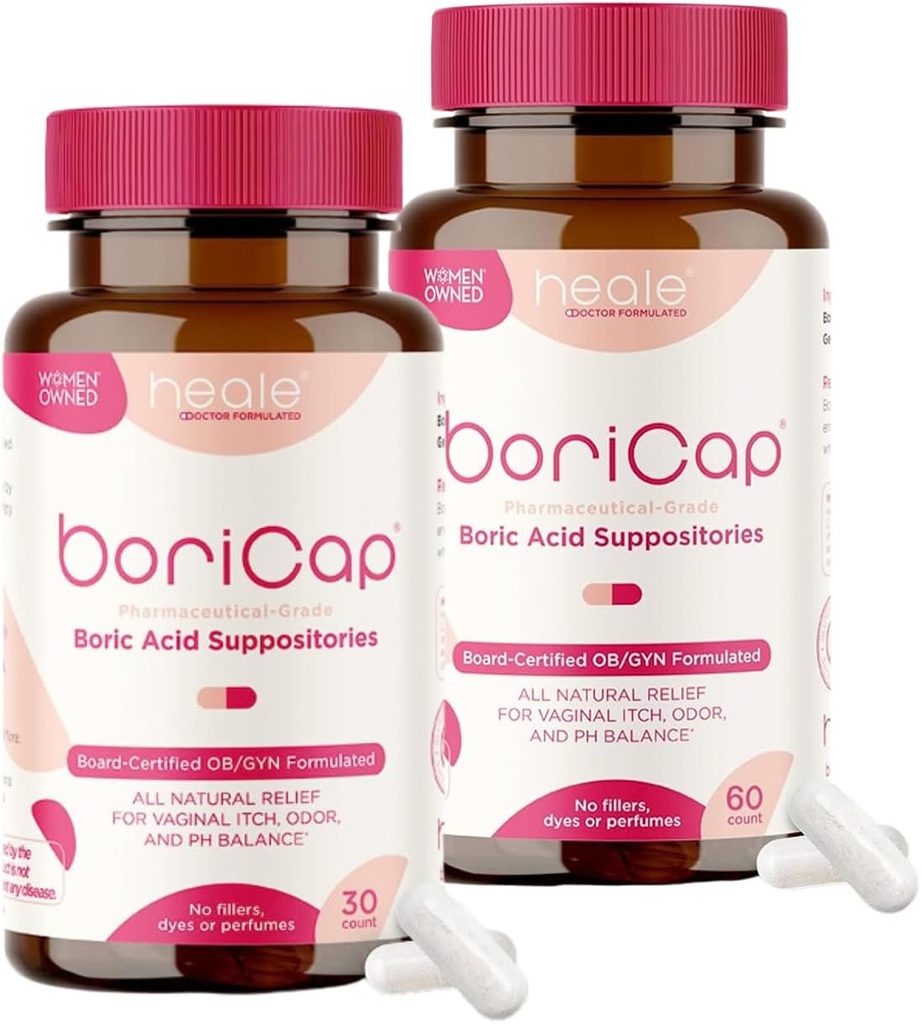BoriCap - 女性のためのホウ素酸の坐剤 - 600 mg - 腟の健康及びバランス、イッチ及び臭気 - 自然な救助 - 女性用フェミニン ケア - ヘアーによって米国で作られた - 90 カプセル