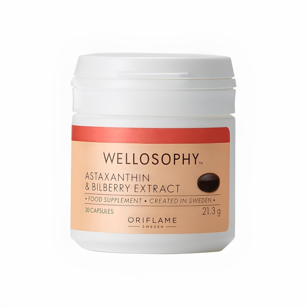 Oriflameのアスタキサンチン及びBilberryのエキス30のカプセルによるwellOSOPHYウェルネス