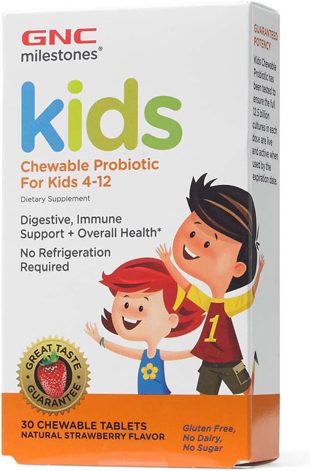 GNCのマイルストーンは子供4-12、30 Chewableタブレット、サポート消化器および免疫システムのためのChewable Probioticをからかいます
