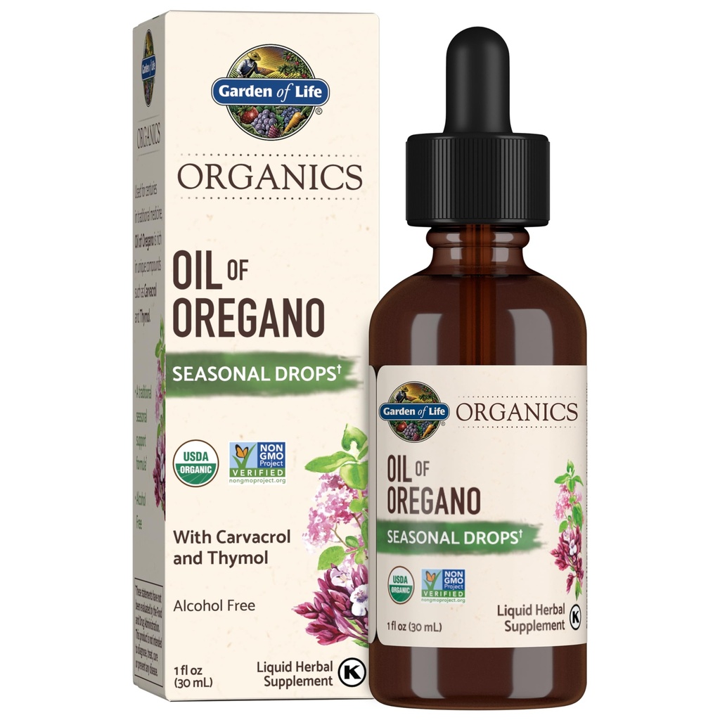 オレガノの季節的な低下の生命有機性オイルの庭 1fl oz (30 mL) 液体、集中された植物によって基づく免疫サポート - アルコールフリー、有機、非GMO、ビーガン及びグルテンフリーの草の補足