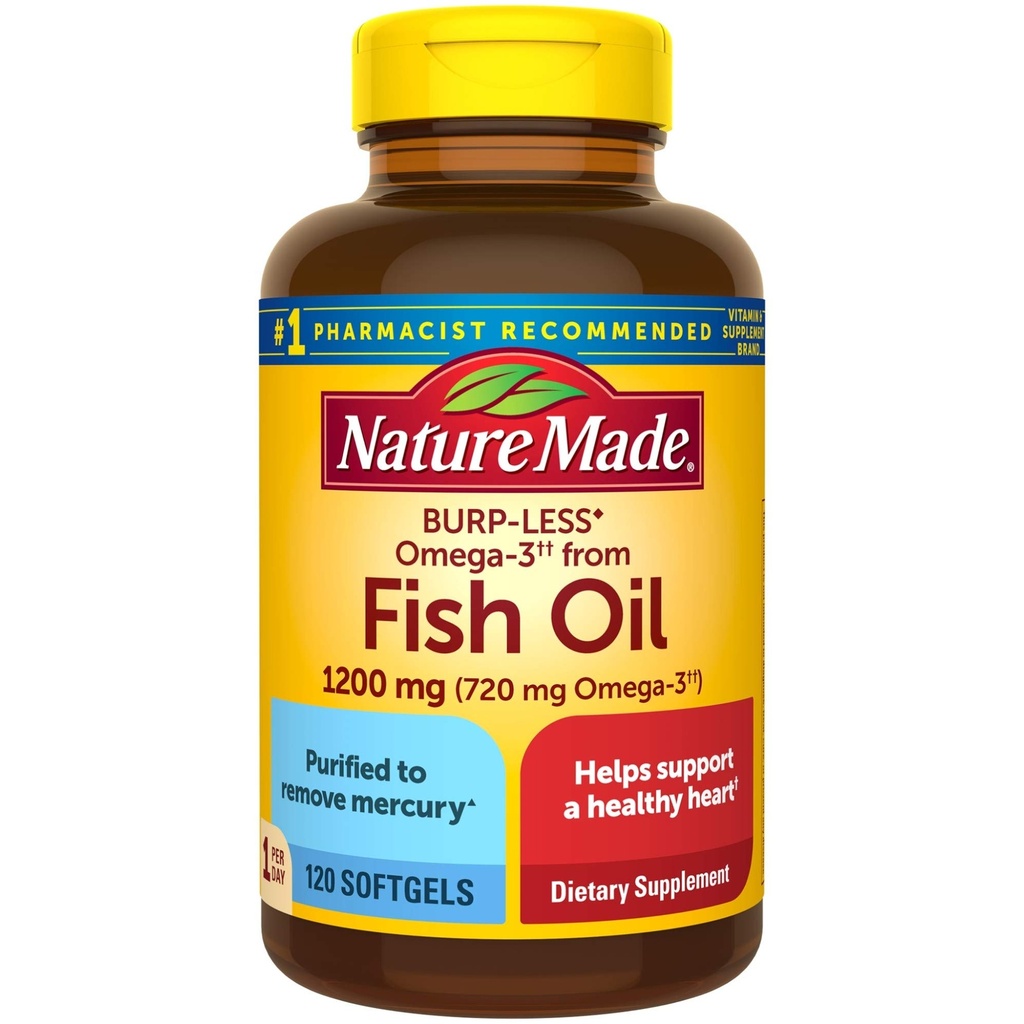 自然は1日あたりのBullp-Lessの魚油1200のmg 1、120のSoftgels、中心の健康のための魚油オメガ3の補足をしました