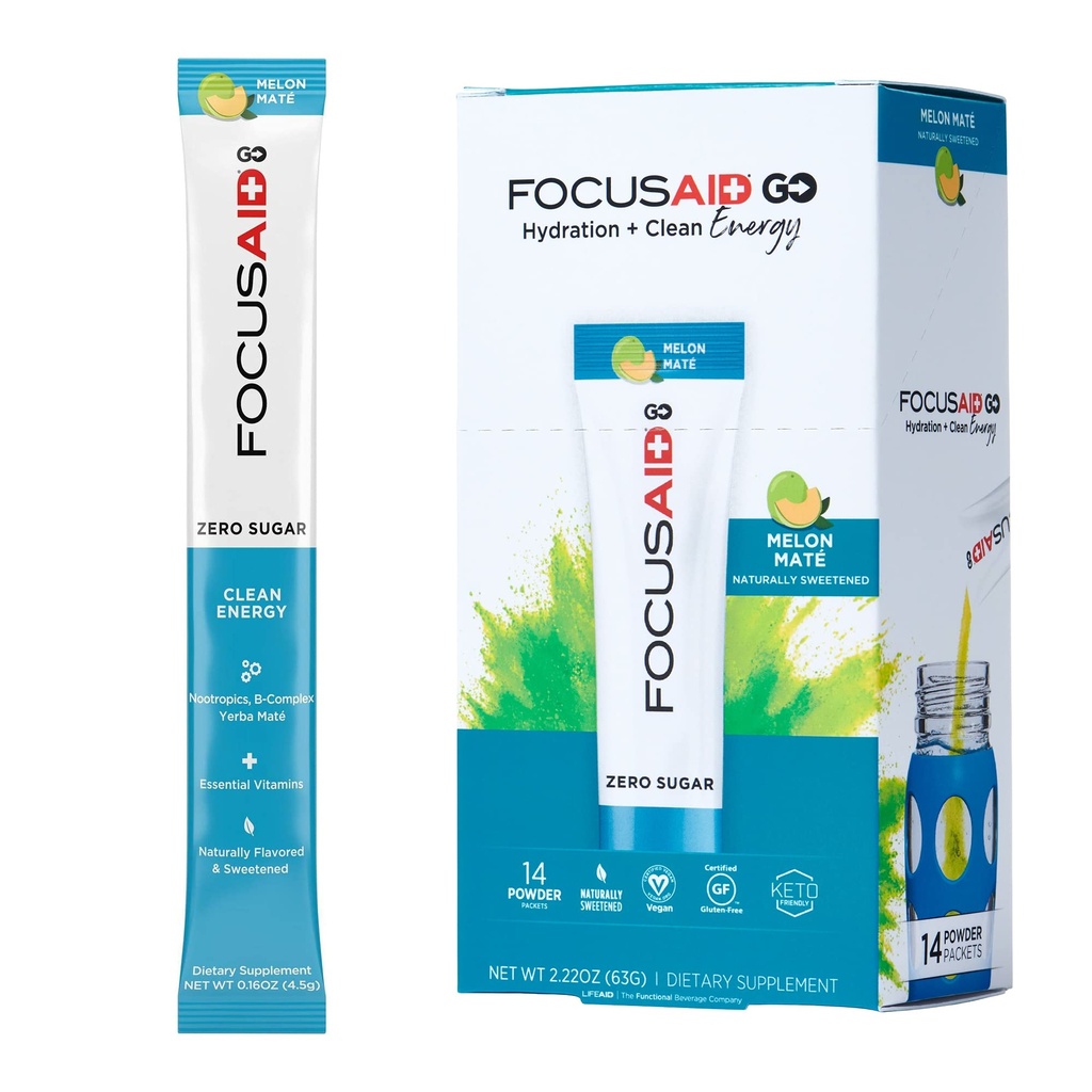 FOCUSAIDはNootropicsのエネルギー ブレンド、ゼロ砂糖、アルファGPC、GABA、Bコンプレックス、Yerbaの仲間、緑茶、Ketoの友好的、100mg自然なカフェイン(14のパック)を行きます