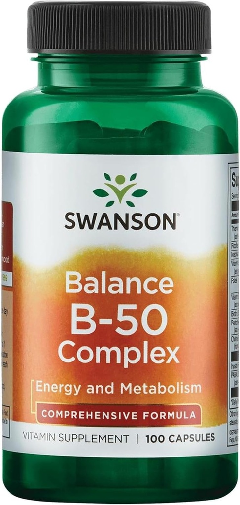 Swanson B-50コンプレックス - エネルギーと代謝のサポートを促進するビタミンサプリメント - 心の健康、メモリ&サポート - (100カプセル)