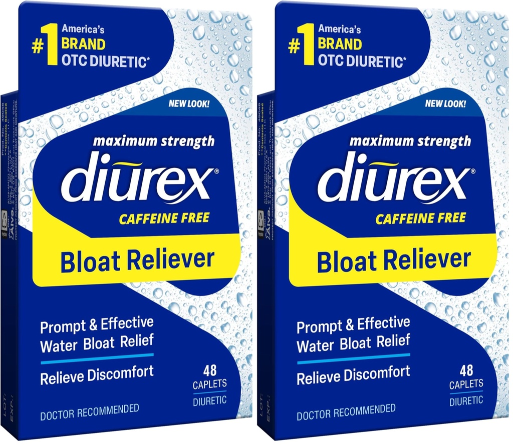 Diurex Max - 最大強度のカフェインフリー利尿水丸薬 - より良く、より少なく重い、48カウント(パッケージ2)