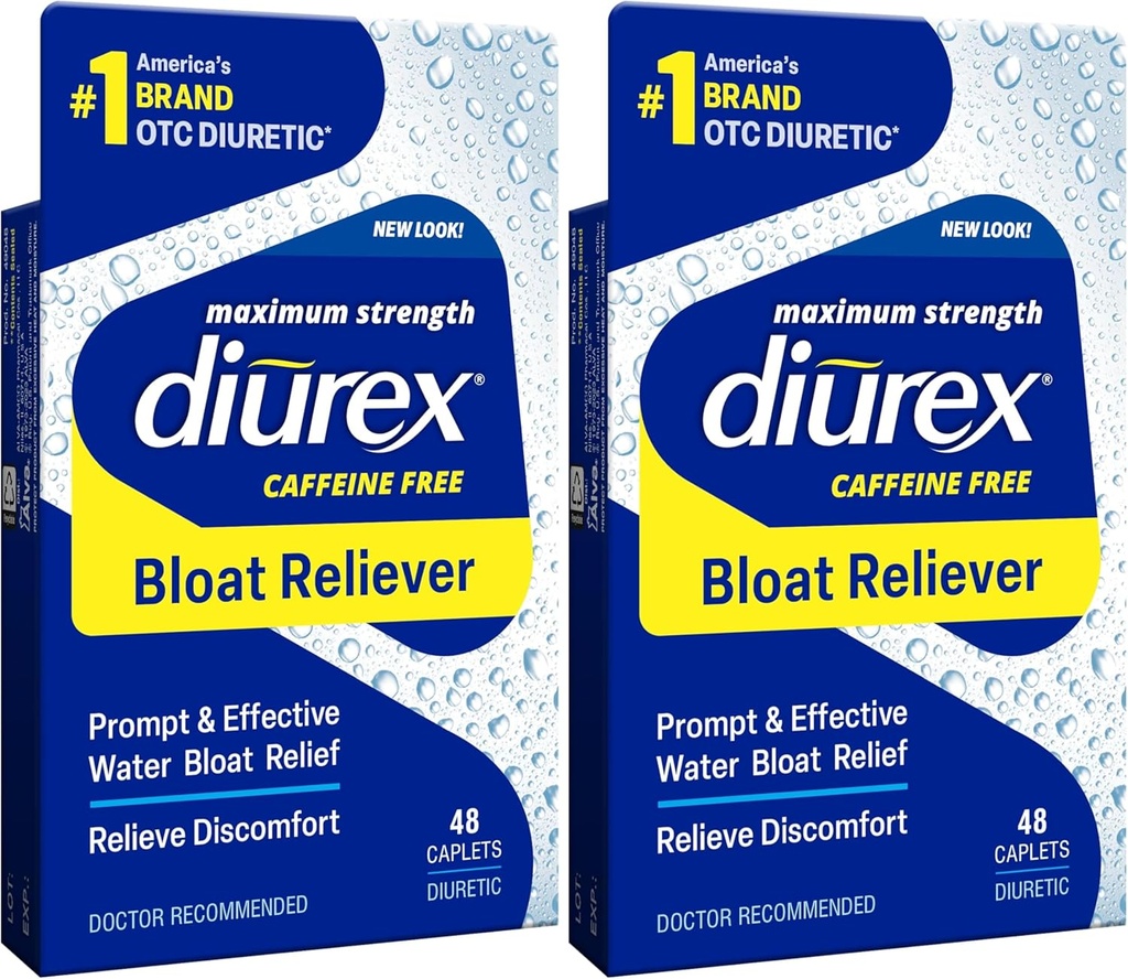 Diurex Max - 最大強度のカフェインフリー利尿水丸薬 - より良く、より少なく重い、48カウント(パッケージ2)