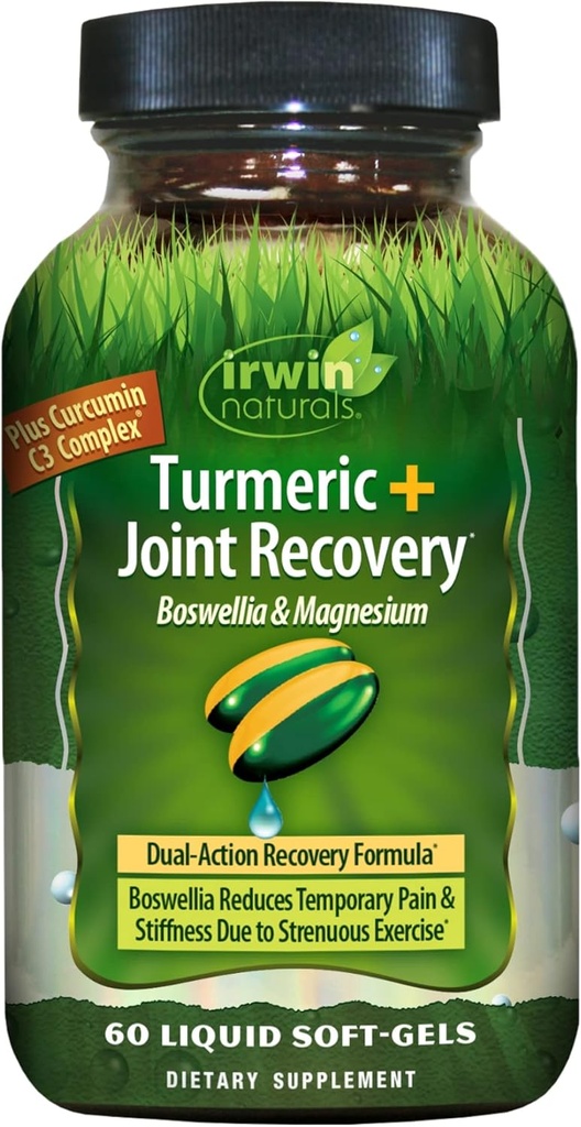 Irwin NaturalsによるTurmeric After Sport、ボスウェリア&マグネシウム、強力なポストワークアウト回復、60液体ソフトジェル