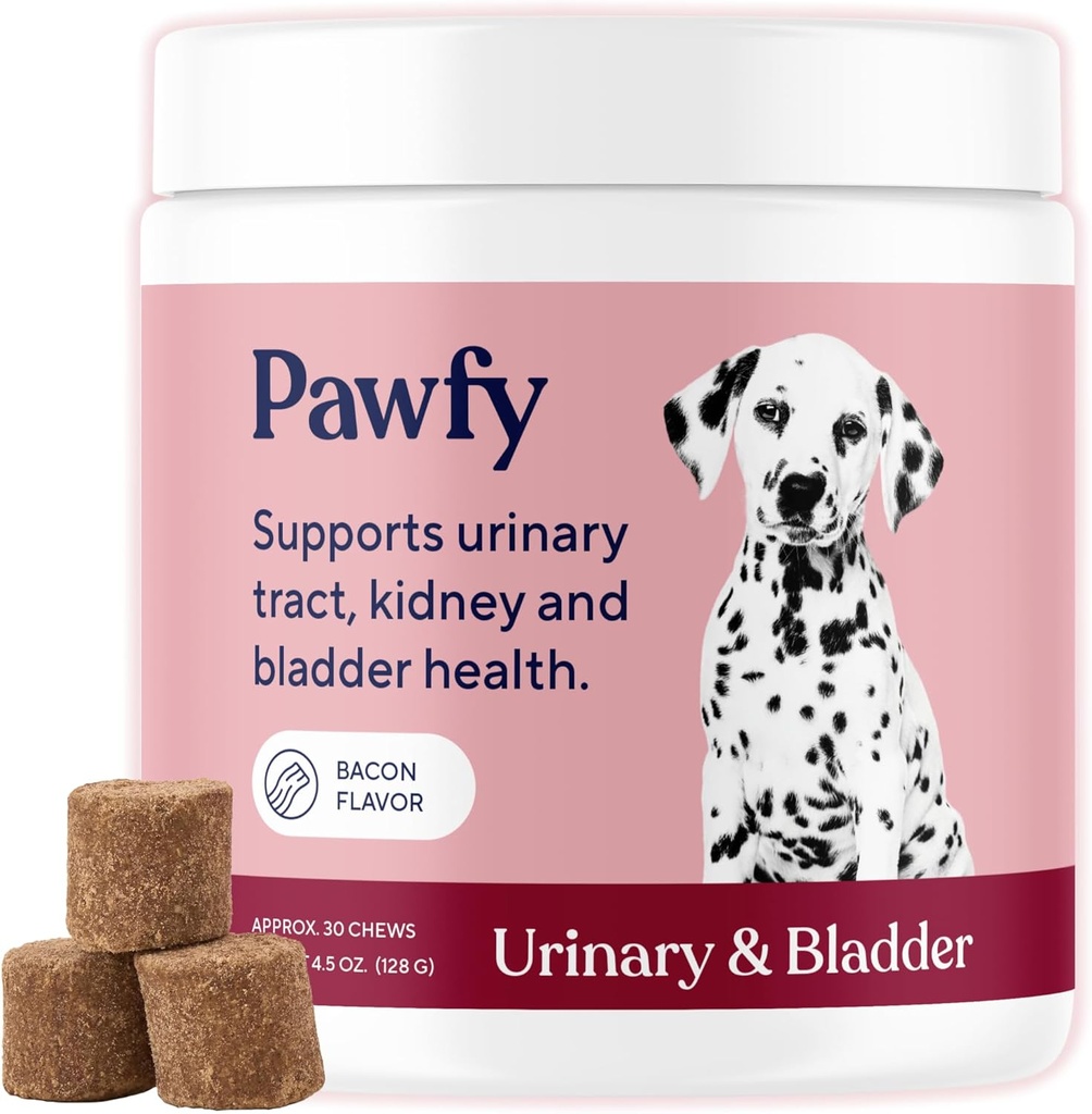 Pawfy 犬 UTI サプリメント | 泌尿器トラクト & 膀胱の健康のためのクランベリー & D マンノーズ | シニア ドッグに最適 | 尿路感染症制御 | 犬のビタミンとサプリメント - 30 咀嚼