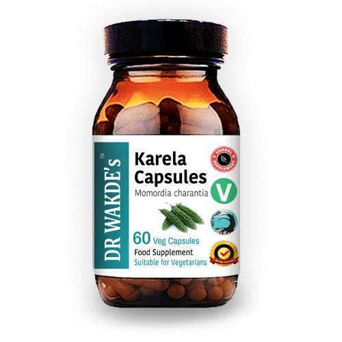 DR WAKDEのKarelaカプセル(ビター・ゲード、ビター・メロン、60ベジーキャップ、植物ベースのサプリメント、アーユルヴェーダハーブ、オールナチュラル、ビーガン)
