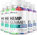 (5つのパック)生命ブーストの麻のグミーの高度の強さの性能の麻のブレンドの方式、25mg Hempのエキス、びんごとの大きい好み1500mg、新しい2024のグミー(300のガミー)が付いている大きいサイズのライフブーストの麻のグミー