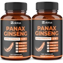 ゾロタスの韓国の赤のPanax Ginseng + Ginkgo Biloba、Ashwagandha、ビートルート、緑茶 - 120カプセル(パッケージ2)