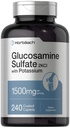 ホバハチグルコサミン硫酸1500mg | 240カプレット | 2KCI with カリウム | 非GMOとグルテンフリーサプリメント