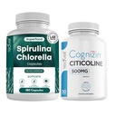 Spirulina chlorella カプセルの束が付いている Teaveli シチコリン