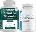 Spirulina chlorella カプセルの束が付いている Teaveli シチコリン