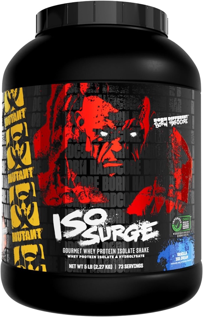 Mutant ISO Surge Whey Protein Isolate Powder Acts Fast to Help Recover, Build Muscle, Bulk and Strength, 5 lb - Vanilla Ice Cream